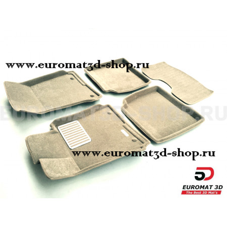 Текстильные 3D коврики Euromat3D Lux в салон для Mercedes S-Class (W221) (2005-2013) № EM3D-003506T Бежевые