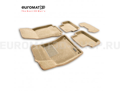 Текстильные 3D коврики Euromat3D Business в салон для Mercedes CLA-Class (C117) (2013-2018) № EMC3D-003516T Бежевые
