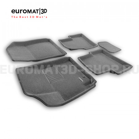 Текстильные 3D коврики Euromat3D Business в салон для Hyundai Creta (2021-) № EMC3D-002712G Серые
