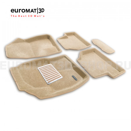 Текстильные 3D коврики Euromat3D Lux в салон для Ford Focus 2 (2005-2011) № EM3D-002214T Бежевые