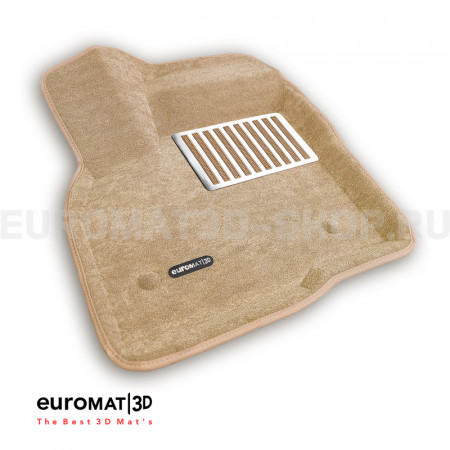 Текстильные 3D коврики Euromat3D Lux в салон для Chevrolet Bolt (2016-) № EM3D-001500T Бежевые