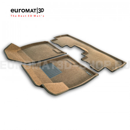 Текстильные 3D коврики Euromat3D Business в салон для Jetour X70 PLUS (2023-) № EMC3D-000022R Коричневые